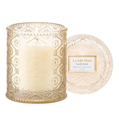LA JOLIE MUSE Vanilla Bomb Candle – Ideal Mother’s Day LA JOLIE MUSE Vanilla Bomb Candle, Vanilla Scented Candles Gifts for Mothers Day, Natural Soy Candles for Home Scented, 6 oz 40 Hours Burn