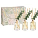 Cocorrina Eucalyptus Reed Diffuser Set of 3 - Lavender Eucalyptus, Black Forest, Clean Cotton Scents, 1.7 fl oz Each, Total 5.1 oz, Scented Oil Diffusers for Home & Office