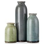 CWLWGO-Ceramic Vase Set of 3, Small Vases for Modern Farmhouse Decoration, Living Room Accents & Dining Table Centerpieces,Idea Bookshelf Décor, Mantel and Entrance Decorations -Multicolor……