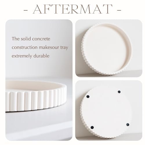 41fxjfEfOXL._SL500_.jpg Decorative 11" White Round Concrete Tray for Coffee Table, Living Room, or Accent Table Decor. - Image 5