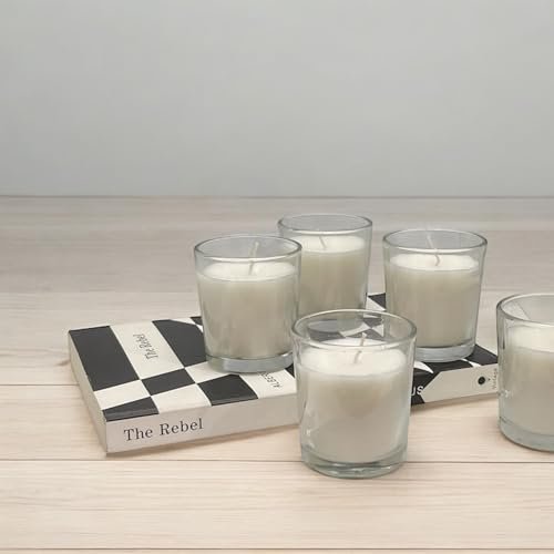 41fxyiW4RL._SL500_.jpg Stonebriar 12-Hour Unscented Wax Votive Holders, 48-Pack, White for Long-Lasting Ambiance - Image 7