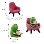 Refintural Miniature Frog Figurines - Whimsical Shelf & Desk Decor - Ideal Gifts for Frog Lovers (Pink Sofa) - Image 3