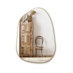 PERFNIQUE 27''x19'' Gold Wood Framed Asymmetrical Wall Mirror for Bathroom, Bedroom, & Living Room - Image 9