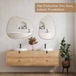 PERFNIQUE 27''x19'' Gold Wood Framed Asymmetrical Wall Mirror for Bathroom, Bedroom, & Living Room - Image 5