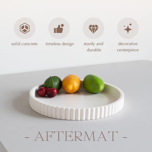 41hQd1GvK8L._SL500_.jpg Decorative 11" White Round Concrete Tray for Coffee Table, Living Room, or Accent Table Decor. - Image 2