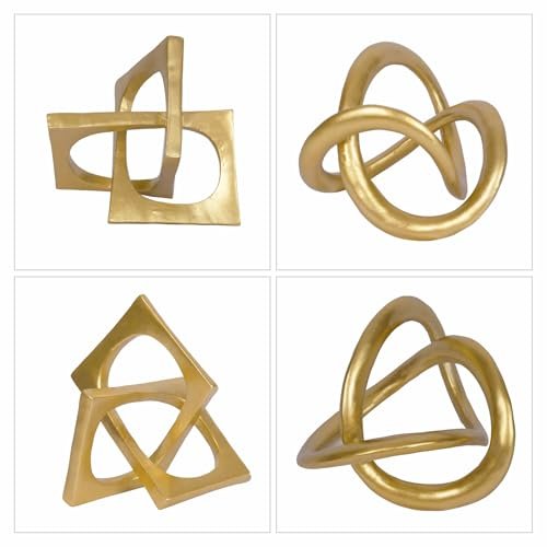 41jNQCci1AL._SL500_.jpg PUHOZN Modern Gold Knot Sculpture: Geometric Round Tabletop Decor, Perfect for Home Shelves & Gifts. - Image 7