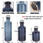 Blue Ceramic Vase Set - 3 Small Farmhouse Vases for Home, Living Room, Table, and Fireplace Decor - Image 2