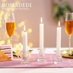 Romadedi Clear Glass Taper Candle Holders - 2-Piece Set, Thick Candlestick Holders for Wedding, Christmas & Dining Table Centerpiece Decor. - Image 3