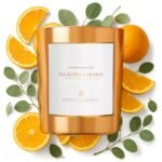 Benevolence LA Eucalyptus Orange Wood Wick Candles | Soy Scented Candles for Home | Gifts for Women and Men | Home Fragrance | Aromatherapy | Shelf Decor, Bathroom Freshener | 8oz, 45 Hour Burn