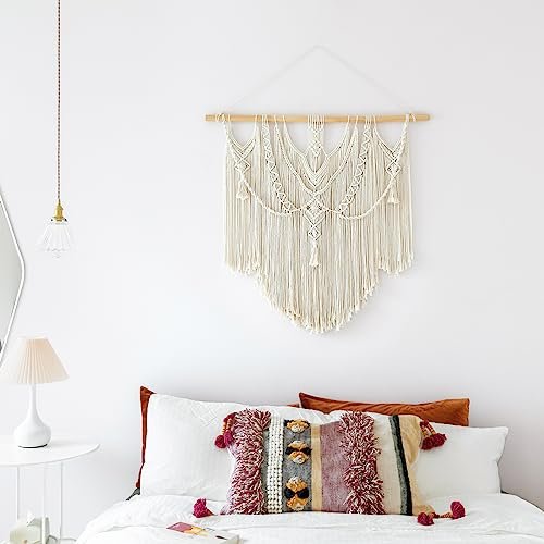 41lWHkAZWOL._SL500_.jpg Mkono Macrame Wall Hanging – Chic Boho Home Decor for Bedroom, Living Room, or Dorm, 36"x35" - Image 2