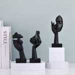 Oliruim 3-Piece Black Thinker Statue Set - Abstract Art Decor for Home, Office & Bathroom - Image 5