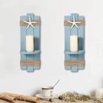 SOMTO Beach Starfish Wall Candle Holders – Ocean-Themed Sconces for Coastal Decor, Set of 2. - Image 2
