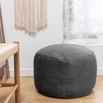 Poofieotto Pouf Ottoman Stuffed Modern Foam Pouf Velvet Floor Pouf Round Foot Stool Storage 20x12 Inches Ottoman Foot Rest for Living Room Home Decor Gray