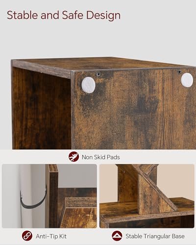 41murHhF4KL._SL500_.jpg SUNMORY 6-Tier Narrow Bookshelf with Storage Cabinet, Modern Floor-Standing Organizer in Rustic Brown for Home, Office, or Corner Spaces. - Image 6