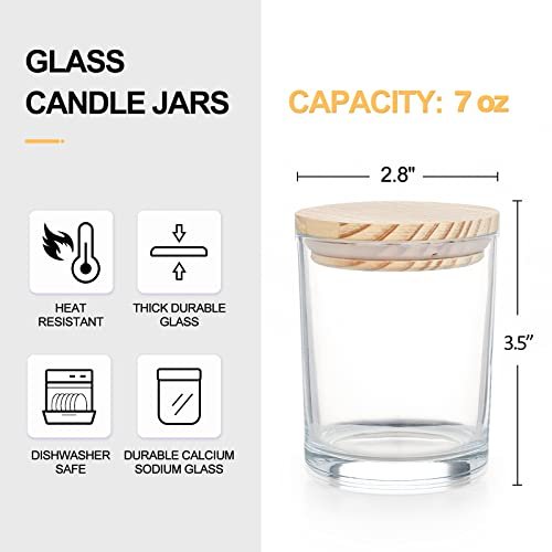 41nWK1TGE4L._SL500_.jpg SHOWIN 16-Pack Thick Candle Jars, 7 OZ Empty Jars with Wood Lids for Candle Making and Samples - Image 2