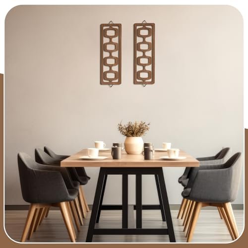 41nhxHTH56L._SL500_.jpg CroBlissful 2-Pc Mid Century Modern Wall Art: Elegant Brown Geometric Abstract Panels for Living Room Decor. - Image 6