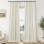 84-Inch 100% Blackout Curtains - 2 Panel Set in Neutral Boho Linen for Bedroom & Living Room, Thermal Insulated Ivory Drapes. - Image 9