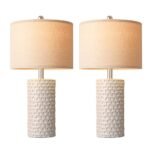 PARTPHONER 23" Modern Ceramic Table Lamp Set of 2 - Rustic Farmhouse Nightstand Lamps for Bedroom & Living Room Decor - Image 9
