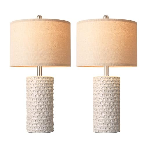 41oQBAub1RL._SL500_.jpg PARTPHONER 23" Modern Ceramic Table Lamp Set of 2 - Rustic Farmhouse Nightstand Lamps for Bedroom & Living Room Decor - Image 9