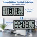 WallarGe 14.5'' Large Digital Wall Clock - Battery Operated with Jumbo Numbers, Date & Temp Display, Easy to Read and Set, Auto DST Feature. - Image 5