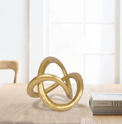 41peOpFqyWL._SL500_.jpg PUHOZN Modern Gold Knot Sculpture: Geometric Round Tabletop Decor, Perfect for Home Shelves & Gifts. - Image 5