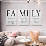 GUBIYU Home Family Wall Decor, Set of 3 Inspirational Canvas Prints Black and White Framed Canvas Art Paintings Wood Wall Decoration for Dining Room Bedroom Living Room 12"x16"