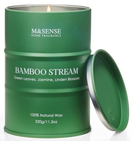 M&SENSE Bamboo Scented Candles Natural Non Toxic, Aromatherapy Candle for Stress Relief Meditation Relaxing, Housewarming Gifts for Women Men, 11.3oz 70 Hour Long Burning