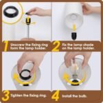 Yarra-Decor USB Bedside Table Lamp - Touch Control, 3-Way Dimmable, Round Flaxen Shade, LED Bulb Included - Image 7