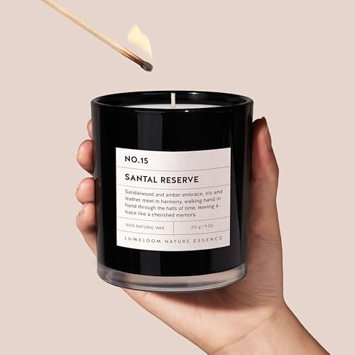 41rlgXQvxCL._SL500_.jpg LUMELOOM Santal Reserve Candles - 9oz Soy Wax, Sandalwood & Amber Scent, Ideal Gifts! - Image 5