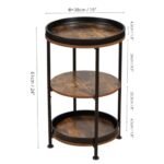 Dulcii Round End Table with 3 Storage Shelves – Small Space Sofa, Nightstand, or Outdoor Table in Rustic Brown - Image 3