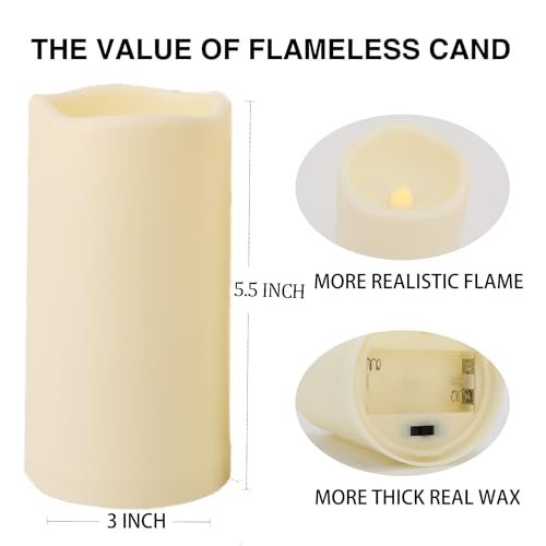41sgR5Mb7-L._SL500_.jpg Biyanuo 2-Pack LED Flameless Outdoor Candles with Remote, Timer & Flickering Light (D3 x H5.5) for Camping, Weddings & Home Decor - Image 7