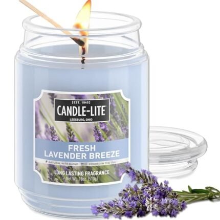 Candle-lite Scented Candles, Fresh Lavender Breeze, 18 oz Jar, Proudly Poured in The USA, Aromatherapy Candle, Single-Wick with 110 Hours of Burn Time, Perfect for Creating a Relaxing Ambiance