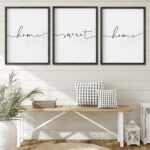 Heiple Set of 3 Framed Farmhouse Home Sweet Home Sign Above Bed Wall Decor for Bedroom Decor Wall Art Wood Signs