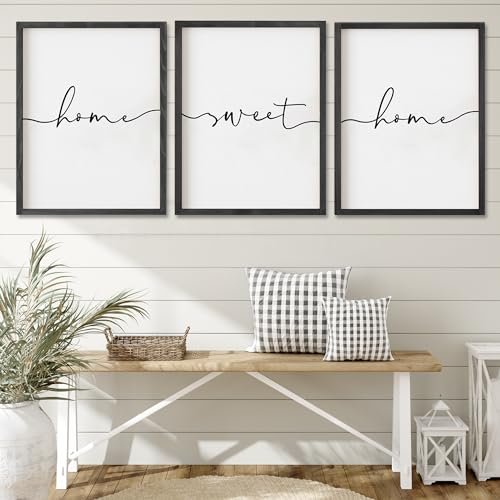Heiple Set of 3 Framed Farmhouse Home Sweet Home Signs Heiple Set of 3 Framed Farmhouse Home Sweet Home Sign Above Bed Wall Decor for Bedroom Decor Wall Art Wood Signs