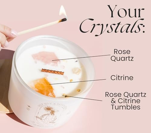 41tlnghLzHL._SL500_.jpg Healing Crystals Candle for Women: 12oz Wood Wick Aromatherapy with Lavender Vanilla. Ideal Spiritual Gifts. - Image 3