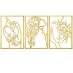 AGIOTA 3 Pcs Gold Wall Decor Above Bed Minimalist for Living Room Metal Line Art - Female Body, Gold Room Decor for Bedroom Modern Wall Art for Indoor 15inch