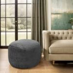 Poofieotto Round Velvet Pouf Ottoman – Modern 20x12 Foam Foot Stool for Living Room Storage, Gray - Image 7
