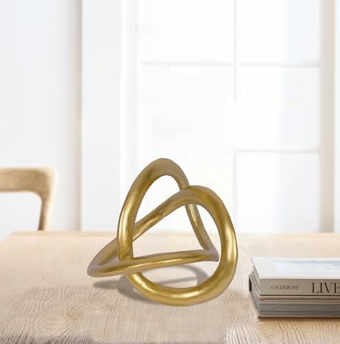 41wJ8QqyG4L._SL500_.jpg PUHOZN Modern Gold Knot Sculpture: Geometric Round Tabletop Decor, Perfect for Home Shelves & Gifts. - Image 2