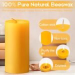 4PCS 2x4" Pure Beeswax Pillar Candles - 140 Hours Burn Time, Smokeless & Dripless for Home Decor & Spa. - Image 2