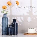 Blue Ceramic Vase Set - 3 Small Farmhouse Vases for Home, Living Room, Table, and Fireplace Decor - Image 6