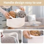 Happyiren Cute Woven Storage Basket with Handle - Perfect for Gifts, Baby Showers & Organizing Toys (13"D x 8"W x 6"H) - Image 4