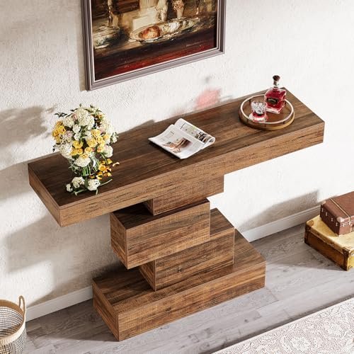 51ZoA1yMVL._SL500_.jpg Tribesigns 42.5" Farmhouse Console Table - Narrow Rustic Brown Sofa Table for Living Room & Hallway. - Image 7