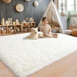 Ultra Soft 8x10 Area Rugs: Fluffy Shaggy Carpets for Living Rooms & Kids' Rooms - Non-Slip, Modern Cream White Decor. - Image 2
