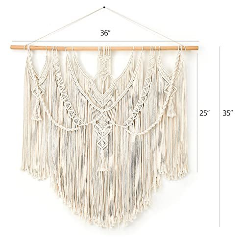 510NbQsIsOL._SL500_.jpg Mkono Macrame Wall Hanging – Chic Boho Home Decor for Bedroom, Living Room, or Dorm, 36"x35" - Image 6