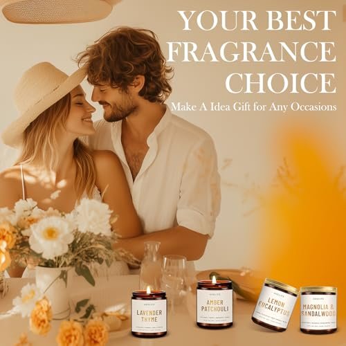 510OeJcc65L._SL500_.jpg 4-Pack Scented Candle Set | Aromatherapy Gifts for Him & Her | Soy Candles: Amber, Eucalyptus, Lavender & Sandalwood. - Image 7