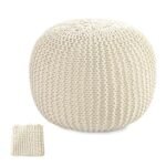 BALAPET 100% Cotton Handmade Unstuffed Ottoman Pouf Cover, Round Knitted Ottoman Pouf Cover Foot Stool, Floor Bean Bag Chair, Foot Rest with Storage for Living Room Bedroom (Cover ONLY NO Filler)