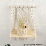Handmade Macramé Wall Hanging Plant Shelf - Boho Floating Wood Decor for Indoor/Outdoor Use - Image 4