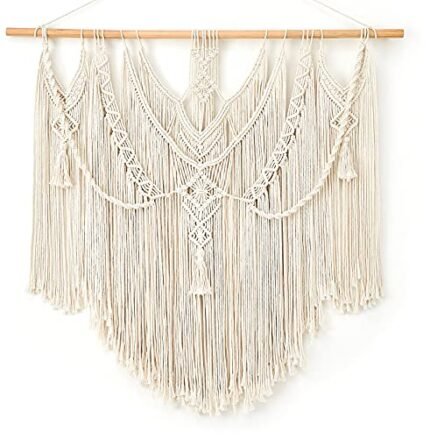 Mkono Macrame Wall Hanging Boho Home Decor Chic Woven Decoration for Bedroom Living Room Apartment Dorm Gallery Perfect Handmade Ideas, 1 Pack, Large Size, 36"x35"