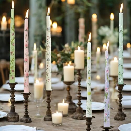 511yfwCIC9L._SL500_.jpg Dripless Floral Taper Candles - 10" Handmade Candle Sticks, 6 Pack for Home, Weddings, and Events - Image 9