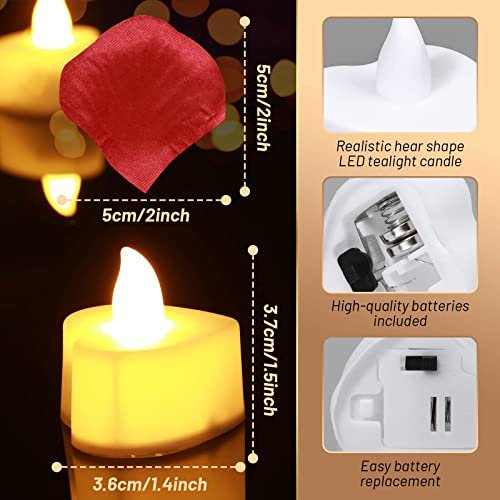 512ITeh5RxL._SL500_.jpg Cridoz 2000 Artificial Rose Petals & 24 LED Tea Light Candles for Romantic Décor—Perfect for Valentine's Day, Weddings, or Special Nights. - Image 3